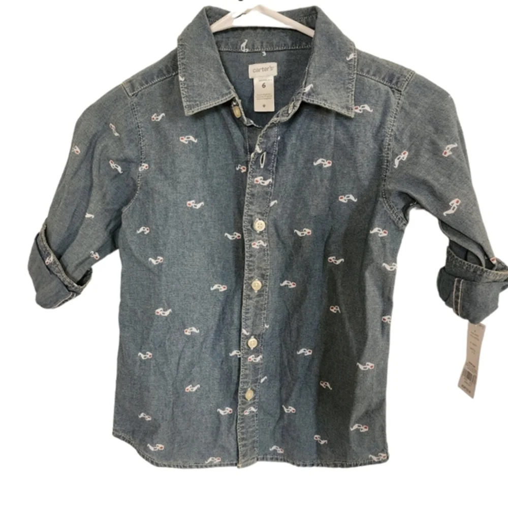 Carters denim glasses button up‎